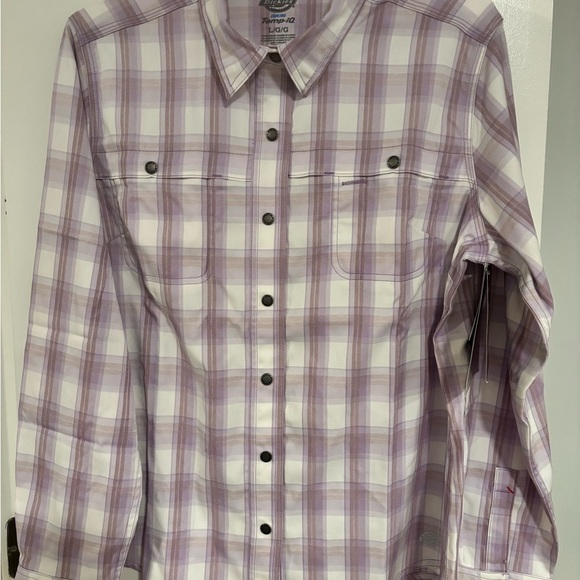 Dickies Lavender Plaid Button-Down Shirt - Picture 1 of 12